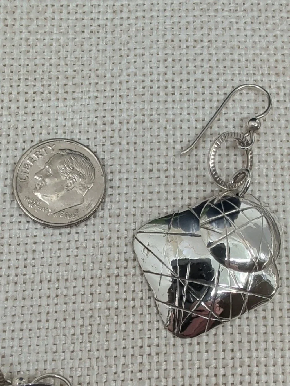 Vintage 925 Sterling Silver Hand-Hammered Crosshatch Shield Earrings